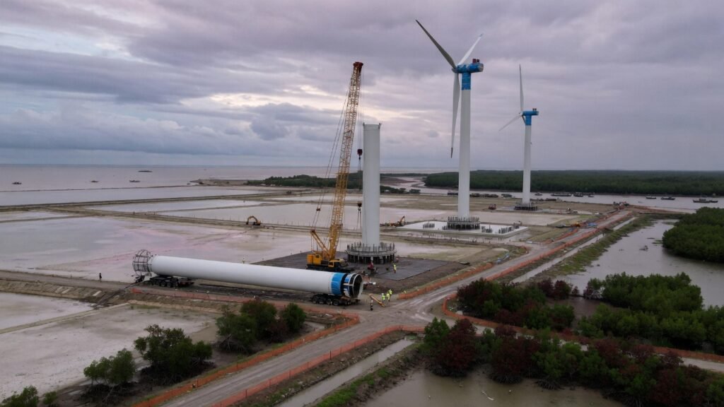 điện gió Cà Mau 2026, tua-bin gió ven biển Đồng bằng sông Cửu Long