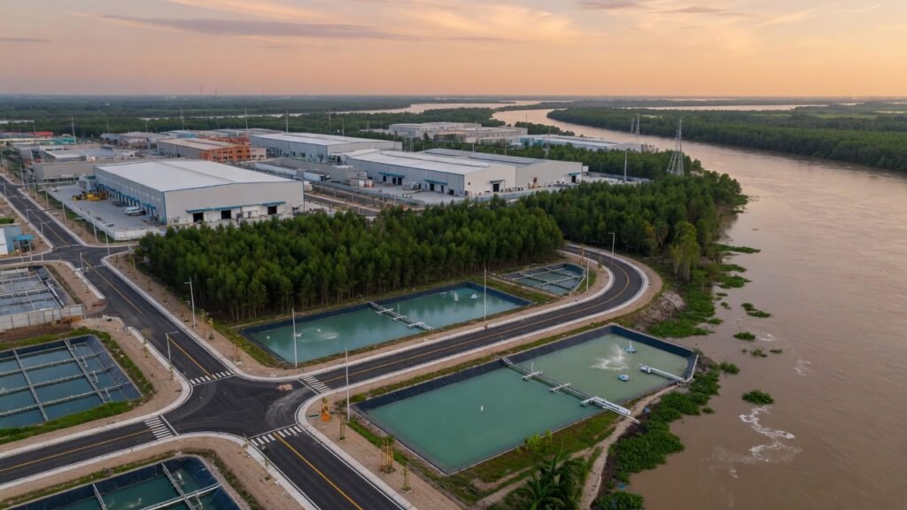 KCN Vàm Cống An Giang 2026, hạ tầng công nghiệp ven sông Hậu